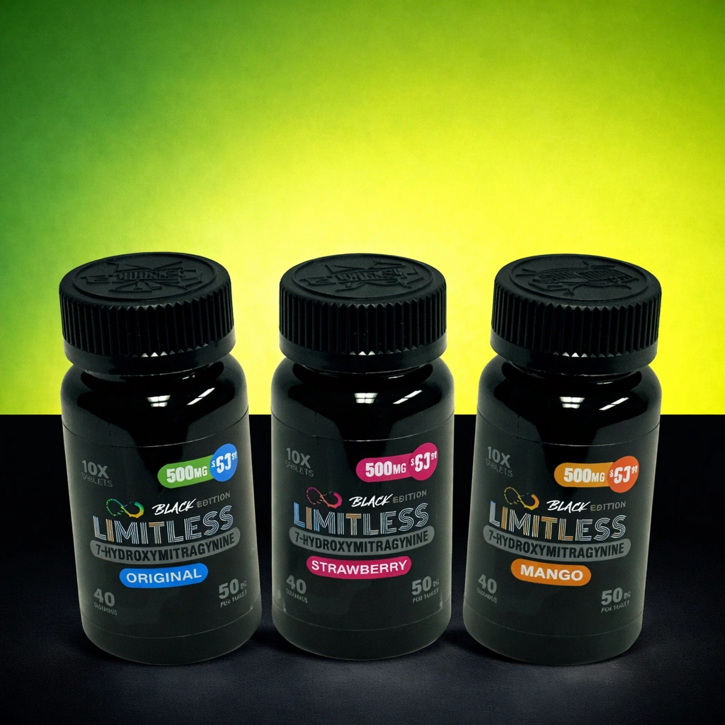 Limitless Black Edition 7-Hydroxymitragynine Tablets – 10CT Jar