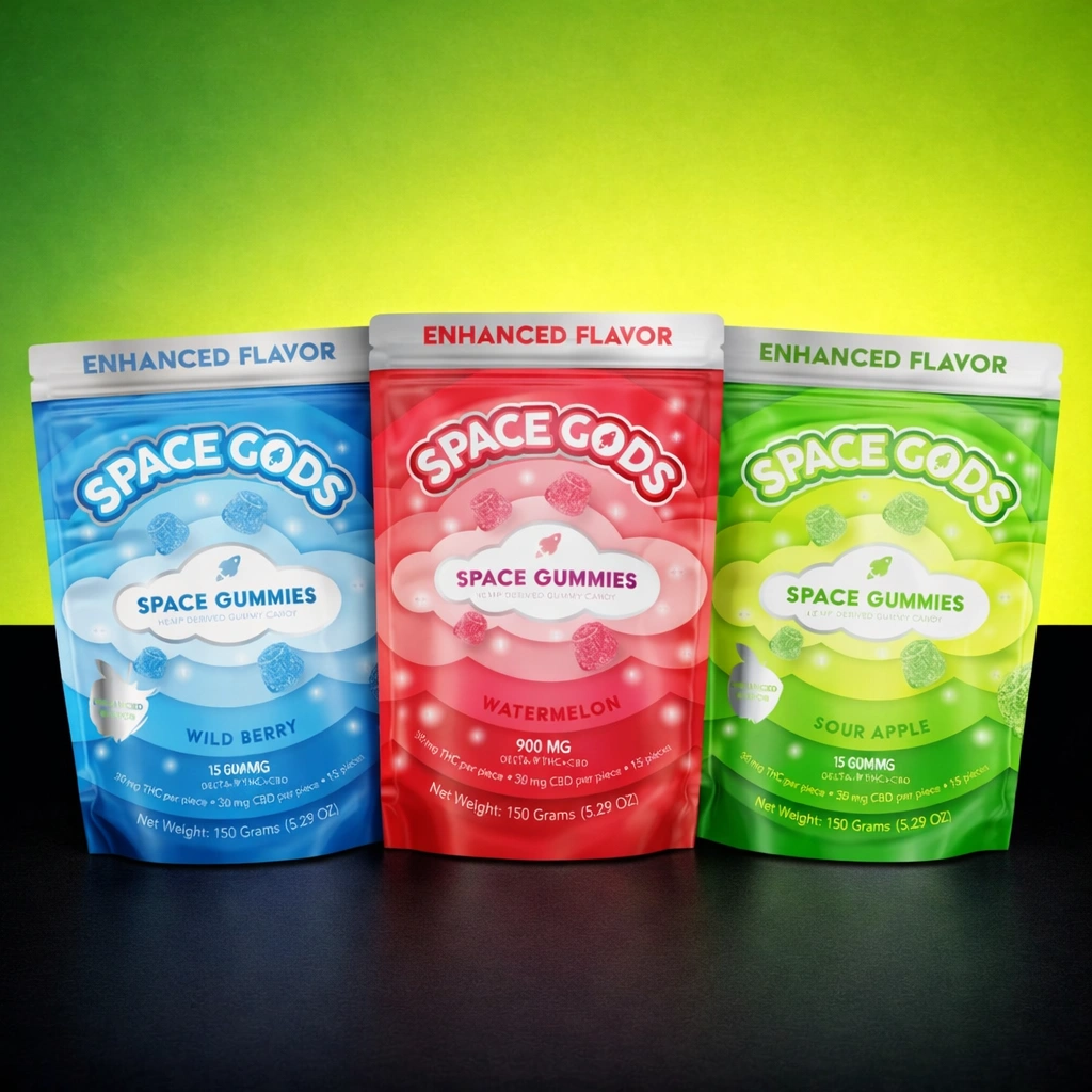 Space Gods 900MG Gummies – 60MG D9 THC + CBD 15CT
